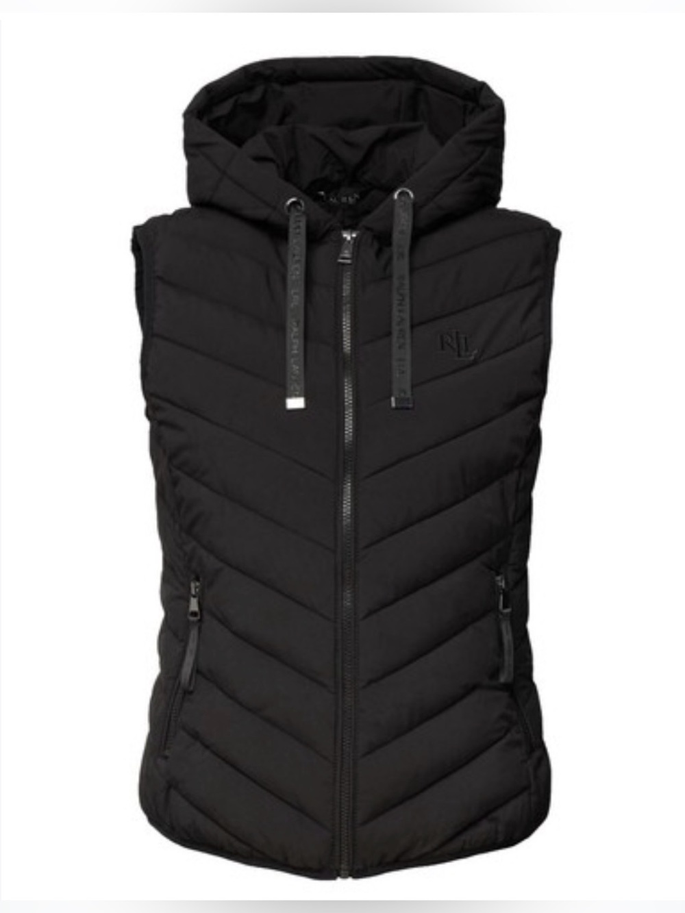 NWT Lauren Ralph Lauren Hooded Puffer Vest Black Size M